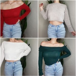 *On Hold*Cropped Off Shoulder Sweater Bundle
